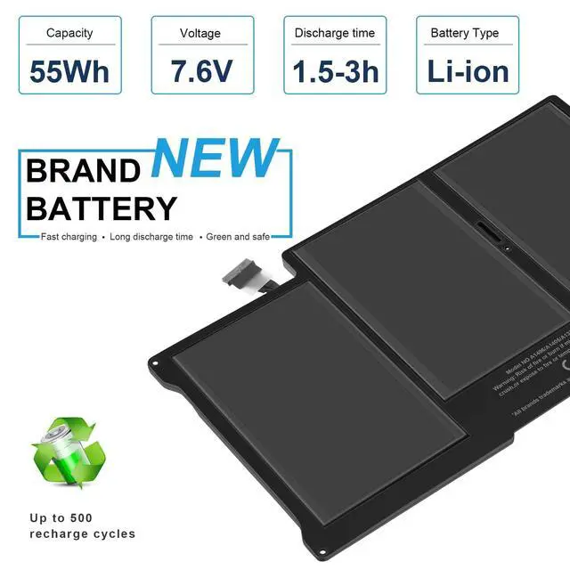 Alt view image 5 of 7 - A1466 A1405 Laptop Replacement Battery for MacBook Air 13 inch A1466 (Mid 2012, Mid 2013, Early 2014, Early 2015,2017) A1369(Late 2010, Mid 2011 Version) 7.6V 55Wh