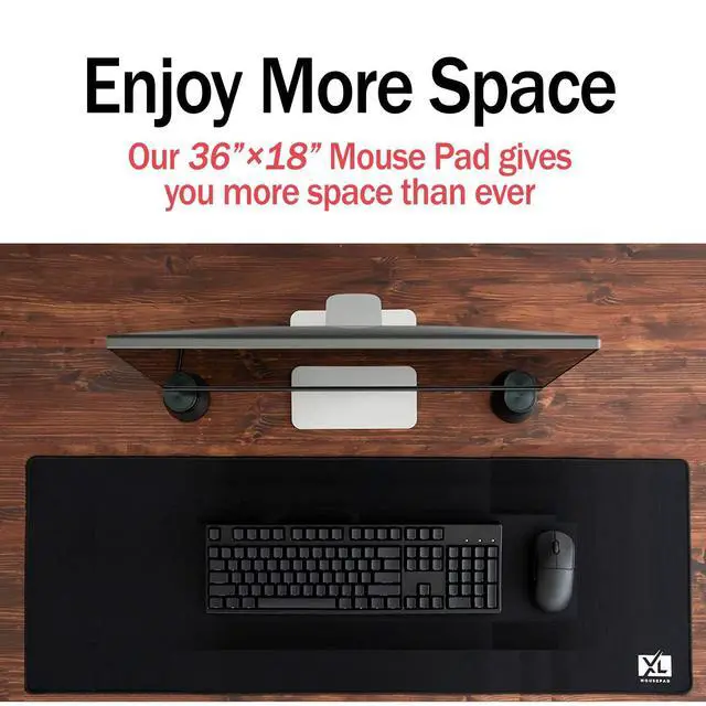 Alt view image 7 of 7 - 2XL Huge Extra Large Gaming Mousepad for Full Desk - Super Thick Nonslip Rubber Base and Waterproof Desktop Keyboard Extended Mouse Mat (Black, 2XL (36''x18''))