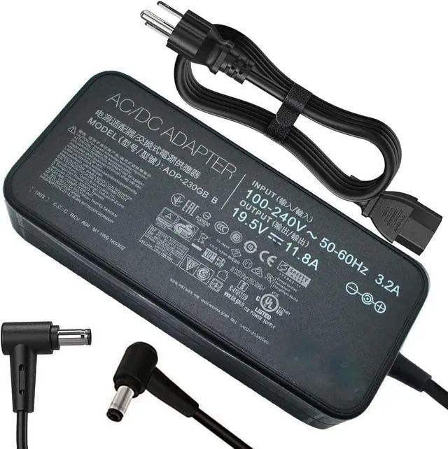 Main image of 230W 19.5V 11.8A AC Charger for Asus:ROG Zephyrus S GX701GX GX701GW GX701GV ROG Strix Scar II GL704GM-DH74 GL703GM-DS74 ADP-230GB B A17-180P1A Gaming Laptop with US Cable