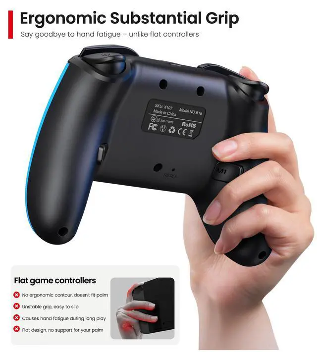 Alt view image 3 of 7 - Switch/Switch 2/Lite/OLED Controller, Switch Controller with a Mouse Touch Feeling on Back Buttons, Extra Switch Pro Controller with Wake-up,Programmable, Turbo Function