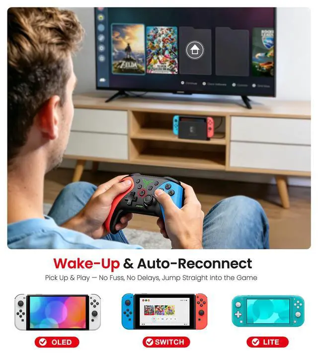 Alt view image 6 of 7 - Switch/Switch 2/Lite/OLED Controller, Switch Controller with a Mouse Touch Feeling on Back Buttons, Extra Switch Pro Controller with Wake-up,Programmable, Turbo Function
