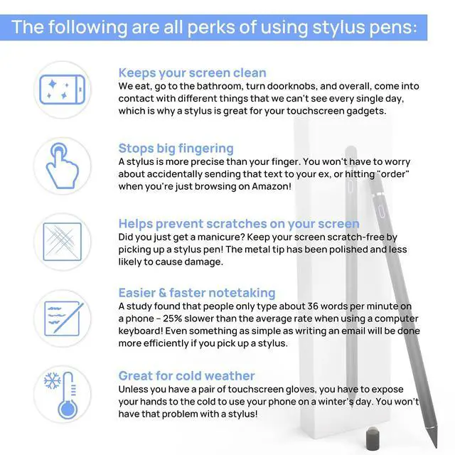 Alt view image 2 of 7 - Stylus Pen for Touch Screens, Active Pencil Smart Digital Pens Fine Point Stylist Compatible with iPhone iPad Pro Air Mini and Other Tablets