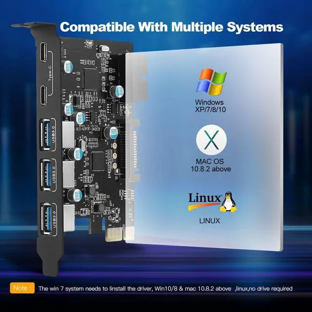 Alt view image 5 of 7 - PCI-E x 1 to USB Expansion Card, 3.0 5Gpbs(3 A - 2 C Internal 19-Pin Header) PCI Express PCIE Motherboard 3.15 4.72 0.7 inch