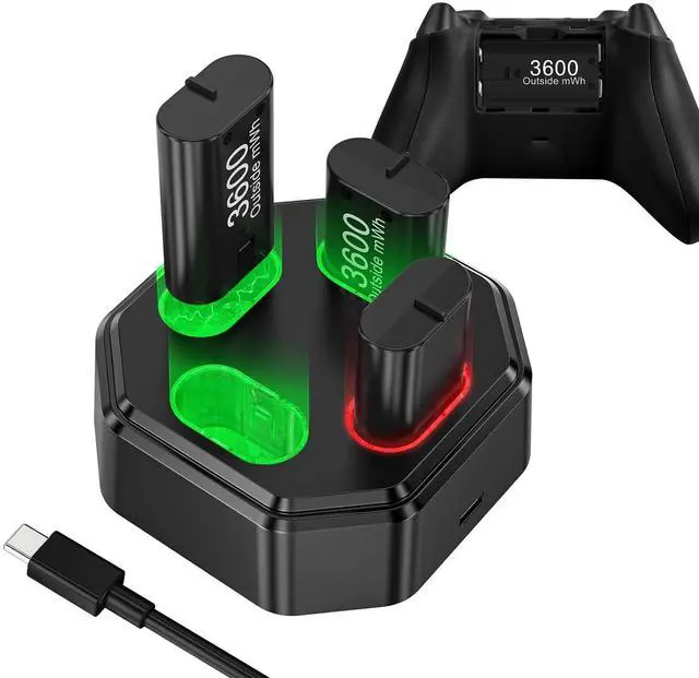 Main image of 4 Pack Rechargeable Battery Pack Compatible with Xbox Series S/X,Charger Dock with 4 x 3600mWh NiMH Controller Battery Pack for Xbox One Wireless Controller