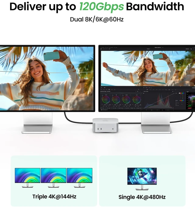 Alt view image 3 of 7 - 80Gbps USB4 Cable for Thunderbolt 5 Cable 6.6FT | High Speed USB C Cable, 120Gbps Bandwidth for Dual 8K, 240W Charge for Mac mini, iPhone 17, MacBook Pro, PSSD, Display