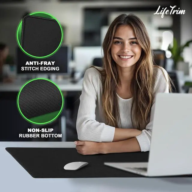 Alt view image 3 of 7 - 36 x 13 Extra Large Mouse Pad Gaming Extended Keyboard Mat Full Desk Cover Oversized Mouse Pad XL Desk Protector Mat Giant Thick Black Gaming XXL Mousepad Large Desk Mats Deskpad