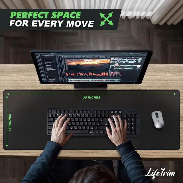 Alt view image 6 of 7 - 36 x 13 Extra Large Mouse Pad Gaming Extended Keyboard Mat Full Desk Cover Oversized Mouse Pad XL Desk Protector Mat Giant Thick Black Gaming XXL Mousepad Large Desk Mats Deskpad