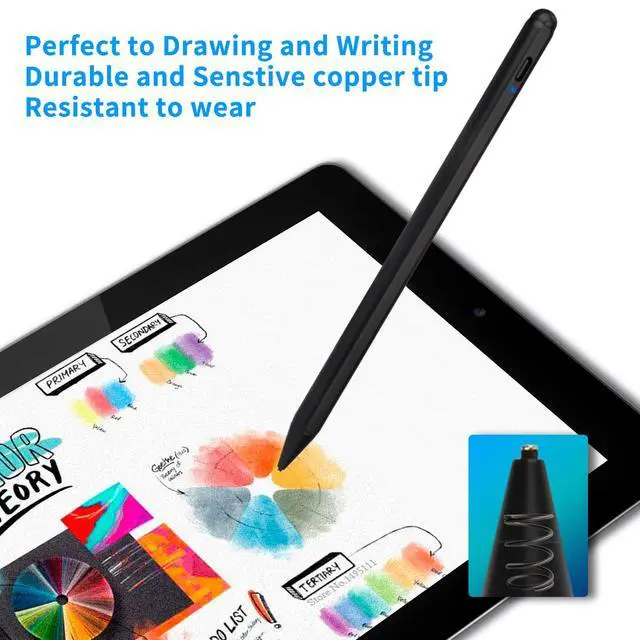 Alt view image 2 of 6 - iPhone 15/14/13/12 Pro Max Stylus Pencil,Active Digital Pen Type C Recharge with 1.5mm Ultra Fine Tip Stylus Pens for iPhone 15/14/13/12 Pro Max Drawing/Notes,Black