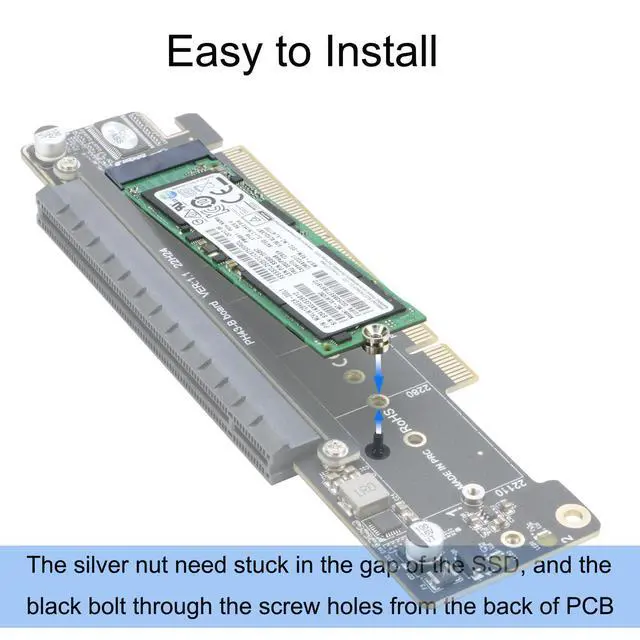 Alt view image 5 of 7 - Dual NVMe PCIe Adapter, PCIe 4.0 X16 to Dual NVMe and 1x More PCIe x16 (x8 Signal) Adapter for 22110/2280/2260/2242/2230 M.2 NVMe SSD (PCI-e Bifurcation Required)