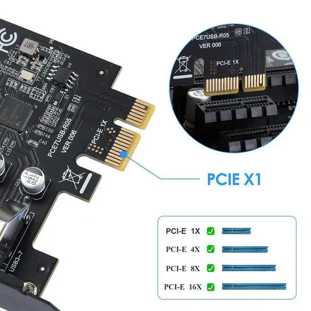 Alt view image 2 of 7 - 7-Port USB 3.0 PCIe Expansion Card for Desktop PC, 5Gbps SuperSpeed Data Transfer, PCI Express to USB 3.0 Hub Card with Dedicated Channels & UASP Support, Plug & Play, Windows 11/10/8/7/XP/Vista/Linux