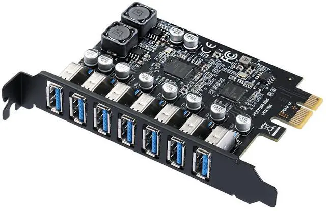 Main image of 7-Port USB 3.0 PCIe Expansion Card for Desktop PC, 5Gbps SuperSpeed Data Transfer, PCI Express to USB 3.0 Hub Card with Dedicated Channels & UASP Support, Plug & Play, Windows 11/10/8/7/XP/Vista/Linux