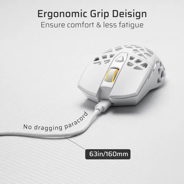 Alt view image 7 of 7 - GM023 Tri-Mode Wireless Gaming Mouse, 79g Ultra-Light Honeycomb Ergonomic Gaming Mouse, 2.4Ghz/BT/Wired, 6-Level DPI 8000, 6 Programmable Buttons, Pro Software