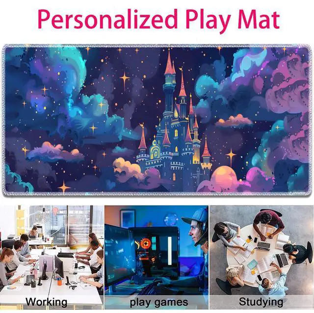 Alt view image 7 of 7 - Large Gaming Mouse Pad + Mouse Wrist Rest Pad + Coaster Combination, 31.5 "x 11.8" Durable Non-Slip Extension Table Mat, Suitable for Office and Home, Astral Cloud Castle