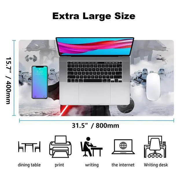Alt view image 2 of 6 - Large Gaming Mouse Pad XXL,Soft Big Extended Mousepad with Non-Slip Rubber Base and Stitched Edges,Smooth Surface Laptop Desk Pad,Computer Keyboard and Mice Combo Pads Mouse Mat,31.5x15.7 inch