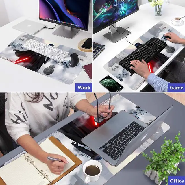 Alt view image 6 of 6 - Large Gaming Mouse Pad XXL,Soft Big Extended Mousepad with Non-Slip Rubber Base and Stitched Edges,Smooth Surface Laptop Desk Pad,Computer Keyboard and Mice Combo Pads Mouse Mat,31.5x15.7 inch