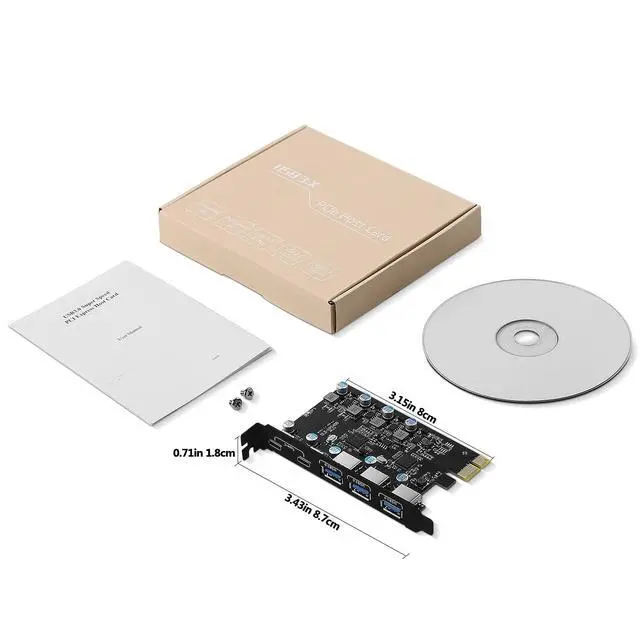 Alt view image 7 of 7 - USB 3.0 PCIe Card 5 Ports Expansion Card (3 USB A and 2 Type-C Ports), Internal Converter PCI Express Expansion Card for Desktop PC Card