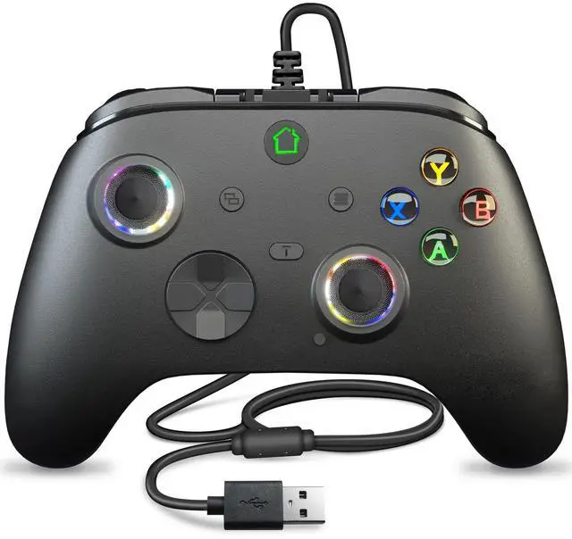 Main image of Wired X box One Controller, 9.8FT/3M Cable Game Remote for X-box Series and PC & Steam Platforms with Dual-Vibration, Turbo, Programmable, RGB LED Light and 3.5mm Jack, Firmware Upgrade Required