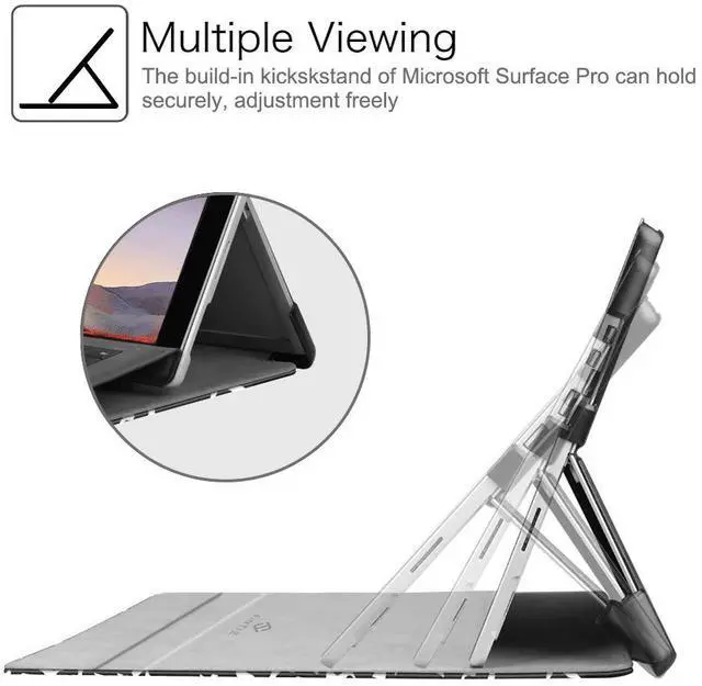 Alt view image 4 of 7 - Fintie Case for 12.3 Inch Microsoft Surface Pro 7 Plus, Surface Pro 7/6/5 Tablet, Hard Shell Slim Portfolio Cover Work with Type Cover Keyboard, Composition Book