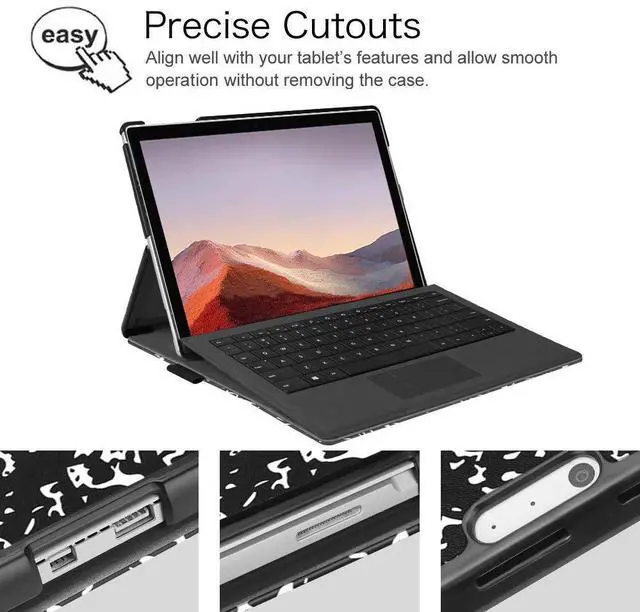 Alt view image 5 of 7 - Fintie Case for 12.3 Inch Microsoft Surface Pro 7 Plus, Surface Pro 7/6/5 Tablet, Hard Shell Slim Portfolio Cover Work with Type Cover Keyboard, Composition Book