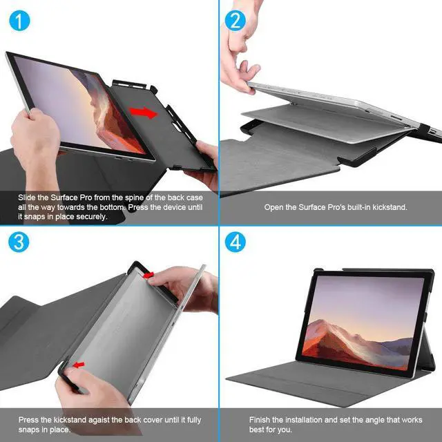 Alt view image 7 of 7 - Fintie Case for 12.3 Inch Microsoft Surface Pro 7 Plus, Surface Pro 7/6/5 Tablet, Hard Shell Slim Portfolio Cover Work with Type Cover Keyboard, Composition Book