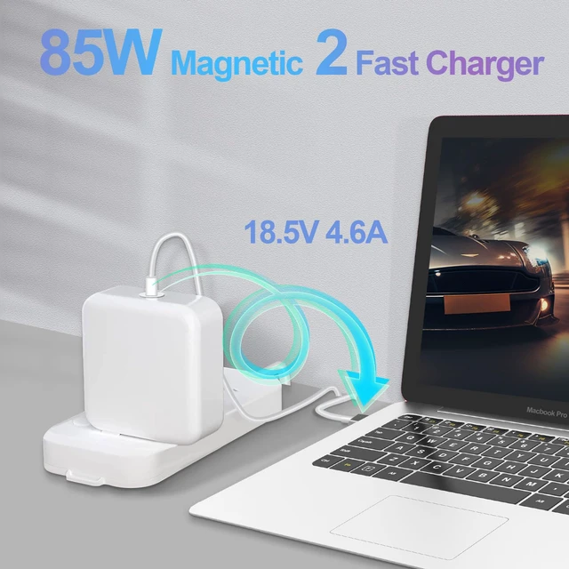 Alt view image 6 of 6 - Mac Book Pro Charger 85W - Magnetic 2 T-Tip Power Adapter, Compatible with Mac Book Pro 13-Inch & 15-Inch (Between 2012-2017)