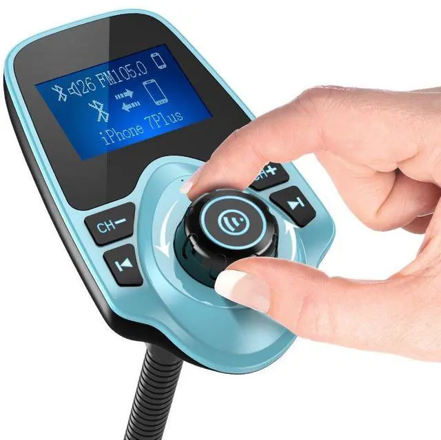 Alt view image 2 of 7 - Bluetooth Car FM Transmitter Audio Adapter Receiver Wireless Hands-Free Car Kit W 1.44 Inch Display (F-Green)