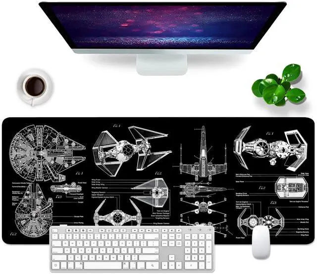 Main image of Black Gaming Mouse Pad Large Mouse Pad XL Desk Mat 31.5x11.8x0.12 inch Large Desk Pad Design Keyboard Pad (Design -6)