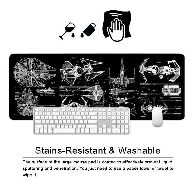 Alt view image 3 of 6 - Black Gaming Mouse Pad Large Mouse Pad XL Desk Mat 31.5x11.8x0.12 inch Large Desk Pad Design Keyboard Pad (Design -6)