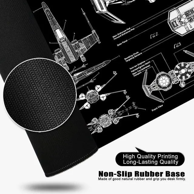 Alt view image 4 of 6 - Black Gaming Mouse Pad Large Mouse Pad XL Desk Mat 31.5x11.8x0.12 inch Large Desk Pad Design Keyboard Pad (Design -6)