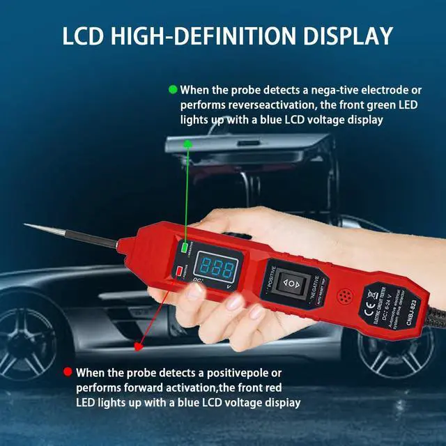 Alt view image 6 of 7 - Car Circuit Tester,Multifunctional Component Activation Electrical Voltage Circuit Tester with LCD Display, 3.5-36V AC/DC Power Tester Digital Display Short Circuit Finder for Continuity Testing