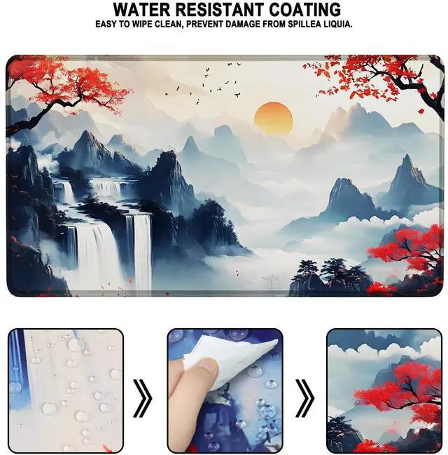 Alt view image 2 of 7 - Large Gaming Mousepad, Waterproof Extra Large Mouse Pad with Stitched Edges, 31.5" x 15.7" Non-Slip Rubber Base Office Big Long Keyboard Pad for Office Gamer Home XXL, (Mountains Waters)