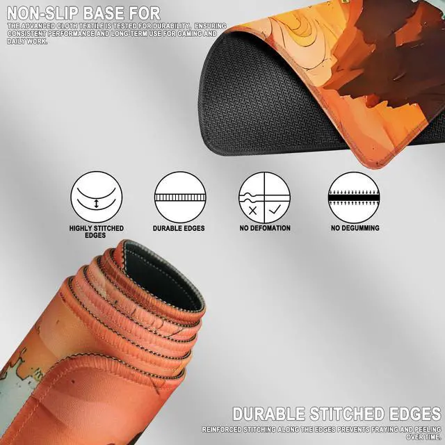 Alt view image 4 of 7 - Gaming Mouse Pad, Waterproof Extra Large Mousepad with Stitched Edges, 31.5" x 15.7" Non-Slip Rubber Base Office Big Long Keyboard Pad for Office Gamer Home XXL, (Waves Sunset)