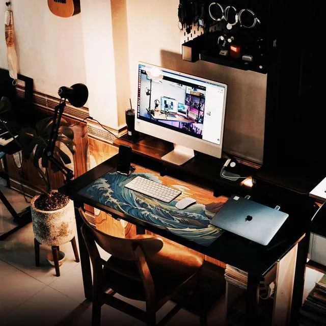 Alt view image 6 of 7 - Gaming Mouse Pad, Waterproof Extra Large Mousepad with Stitched Edges, 31.5" x 15.7" Non-Slip Rubber Base Office Big Long Keyboard Pad for Office Gamer Home XXL, (Waves Sunset)