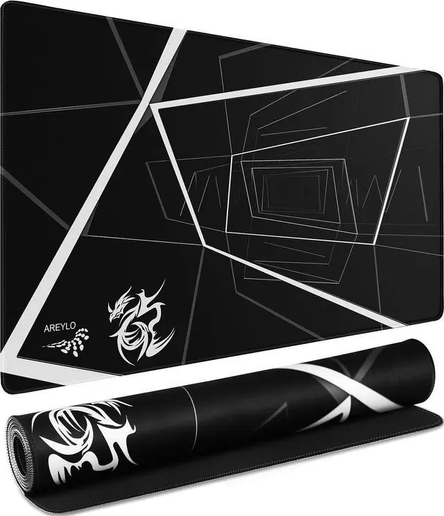Main image of Mouse Pad Large, Waterproof Extra Large Gaming Mousepad with Stitched Edges, 31.5" x 15.7" Non-Slip Rubber Base Office Big Long Keyboard Pad for Office Gamer Home XXL, (Black Square)
