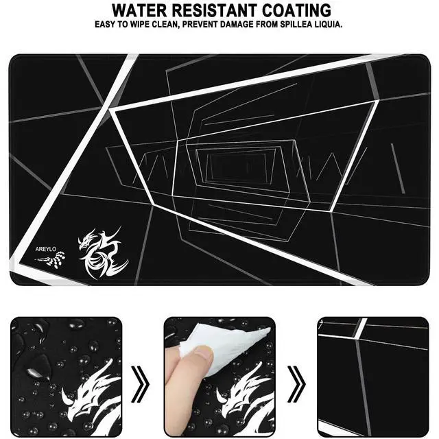 Alt view image 2 of 7 - Mouse Pad Large, Waterproof Extra Large Gaming Mousepad with Stitched Edges, 31.5" x 15.7" Non-Slip Rubber Base Office Big Long Keyboard Pad for Office Gamer Home XXL, (Black Square)
