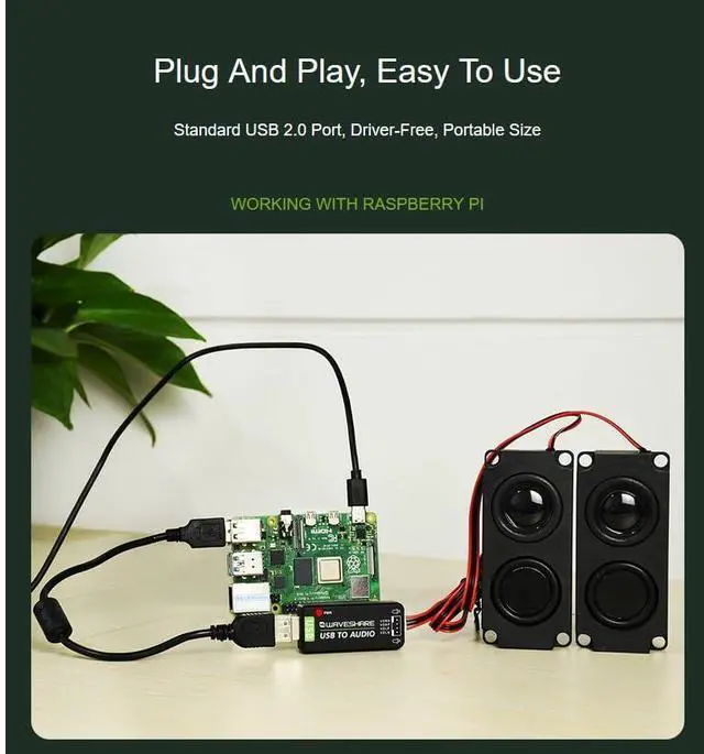 Alt view image 5 of 7 - USB Sound Card with 8 5W Speaker for Raspberry Pi/Jetson Nano, USB to Audio Adapter Support Recording and Playback, Stereo Codec Onboard Microphone and Speaker Header, Driver-Free, Plug and Play