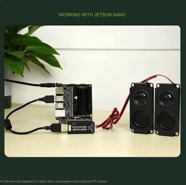 Alt view image 6 of 7 - USB Sound Card with 8 5W Speaker for Raspberry Pi/Jetson Nano, USB to Audio Adapter Support Recording and Playback, Stereo Codec Onboard Microphone and Speaker Header, Driver-Free, Plug and Play
