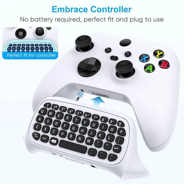 Alt view image 4 of 7 - for Xbox Series X/S, One X/S, Elite One/2 Controller, Wireless Chatpad Gaming Keypad With USB Receiver, Speaker, 3.5mm Audio Jack Accessories (Controller Not Included), White