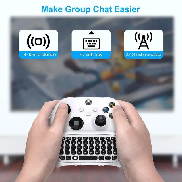 Alt view image 5 of 7 - for Xbox Series X/S, One X/S, Elite One/2 Controller, Wireless Chatpad Gaming Keypad With USB Receiver, Speaker, 3.5mm Audio Jack Accessories (Controller Not Included), White