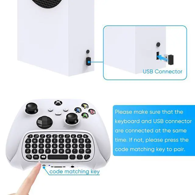Alt view image 7 of 7 - for Xbox Series X/S, One X/S, Elite One/2 Controller, Wireless Chatpad Gaming Keypad With USB Receiver, Speaker, 3.5mm Audio Jack Accessories (Controller Not Included), White