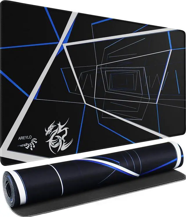 Main image of Gaming Mouse Pad Large, Waterproof Extra Large Mousepad with Stitched Edges, 31.5" x 15.7" Non-Slip Rubber Base Office Big Long Keyboard Pad for Office Gamer Home XXL, (Blue Square)