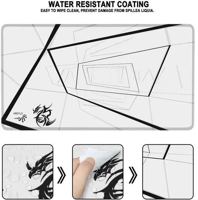Alt view image 2 of 7 - Mouse Pad Gaming, Waterproof Extra Large Mousepad with Stitched Edges, 31.5" x 15.7" Non-Slip Rubber Base Office Big Long Keyboard Pad for Office Gamer Home XXL, (White Square)
