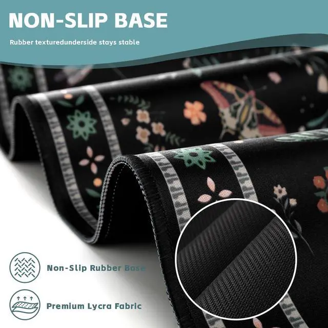 Alt view image 4 of 6 - Black Desk Mat,XXL Extended Big Mouse Pad,Gaming Mousepad with Stitched Edge,Non-Slip Rubber Base Keyboard Desk Pad for Home Office Study Game