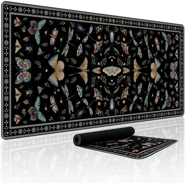 Main image of Black Desk Mat,XXL Extended Big Mouse Pad,Gaming Mousepad with Stitched Edge,Non-Slip Rubber Base Keyboard Desk Pad for Home Office Study Game