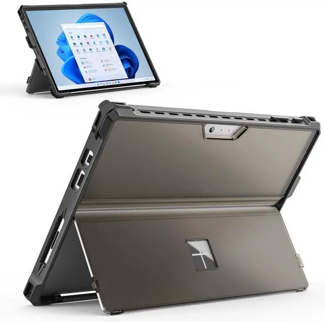 Main image of Case for Microsoft Surface Pro 7 Plus/Pro7/Pro 6/Pro 5/Pro 4/ LTE - All-in-One Rugged Cover Case with Pen Holder, Kickstand Protective Case, Compatible with Type Cover Keyboard, Frosted Black