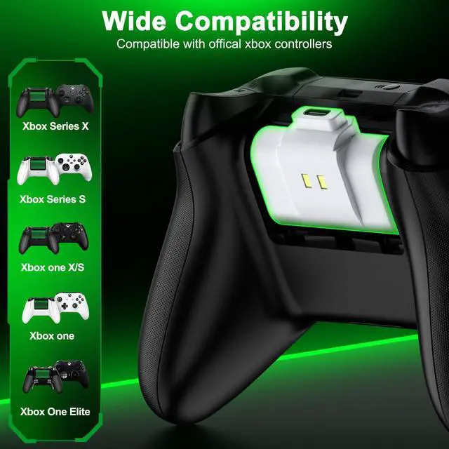 Alt view image 5 of 7 - Rechargeable Batteries for Xbox One/Xbox Series X|S Controller,2x4800mWh Xbox Controller Battery Pack, Play and Charge Kit for Xbox Series X/S,Xbox One/Elite,Xbox One S/X with LED Indicator