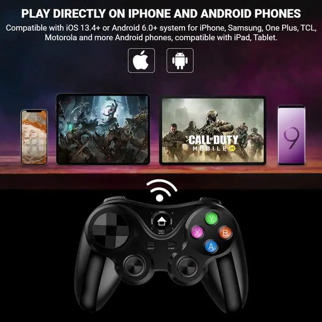Alt view image 2 of 7 - Wireless Game Controller for iOS & Android, Bluetooth Gamepad Joystick with Phone Holder for iPhone 15/14/13/12, Samsung Galaxy S22/S21/S20, One Plus, TCL, Call of Duty, Apex Legends,Direct Play