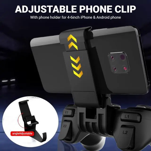 Alt view image 6 of 7 - Wireless Game Controller for iOS & Android, Bluetooth Gamepad Joystick with Phone Holder for iPhone 15/14/13/12, Samsung Galaxy S22/S21/S20, One Plus, TCL, Call of Duty, Apex Legends,Direct Play