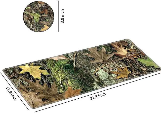 Alt view image 2 of 7 - Desk Mat Large Gaming Mouse Pad (31.5x11.8 inch) with Stitched Edges, XL Mouse Pad +Coaster, Extended Mouse Mat Keybroad Mousepad Non-Slip Rubber for Gamer Men Women, Camo Tree