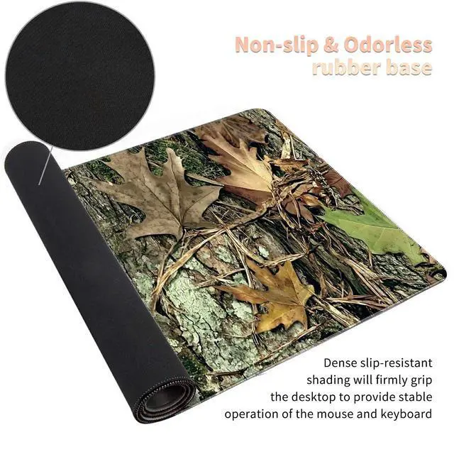 Alt view image 3 of 7 - Desk Mat Large Gaming Mouse Pad (31.5x11.8 inch) with Stitched Edges, XL Mouse Pad +Coaster, Extended Mouse Mat Keybroad Mousepad Non-Slip Rubber for Gamer Men Women, Camo Tree